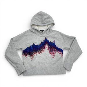 Rag & Bone Sonar Racer Hoodie Grey Cotton Felt Graphic Sweatshirt Women's Small